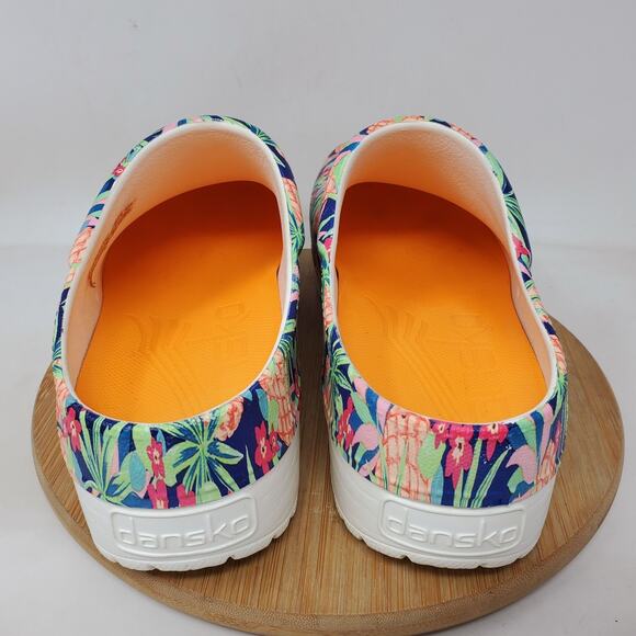 Dansko Kane Clogs Womens 40 Tropical Pineapple Flower Closed Toe Work Shoes - Picture 9 of 12
